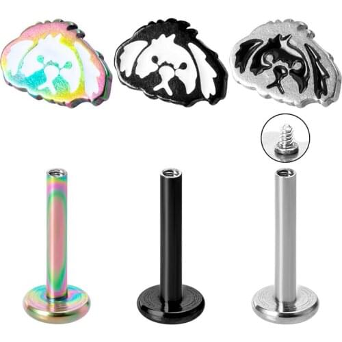 1PC Cute Puppy Tragus Helix Bar Labret Lip Ring Stud Piercing 16G Surgical Steel Cartilage Piercing Earring New Dog Monroe Studs