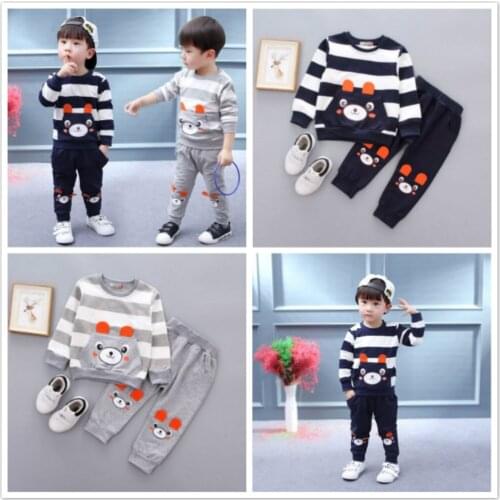Baby Boy Sports Suit Clothing Sets Kids Bear Print Clothes For Birthday Formal Outfits Fashion Cartoon Tops Shirt + Pants 2PCS