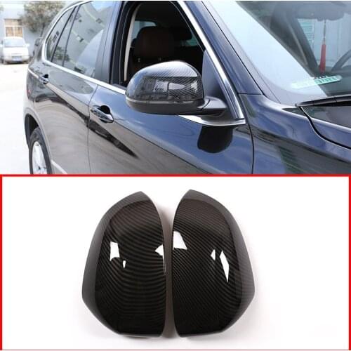 2pcs Carbon Fiber Style ABS Rearview Mirror Cap Cover Trim For BMW X5 G05 X7 F15 G07 2014-2019 Year Model Car Accessories