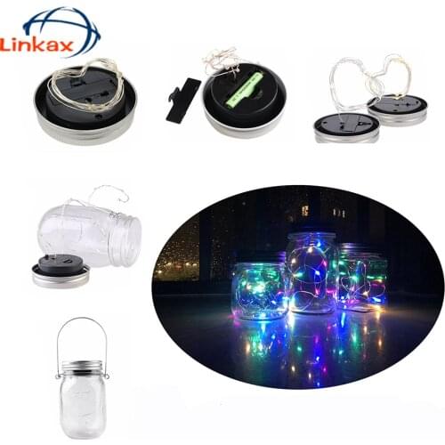Solar Lamp String LED Fairy Light 20 LEDs Mason Jar Bottle Cap For Christmas Wedding Decoration Garden Party Lighting