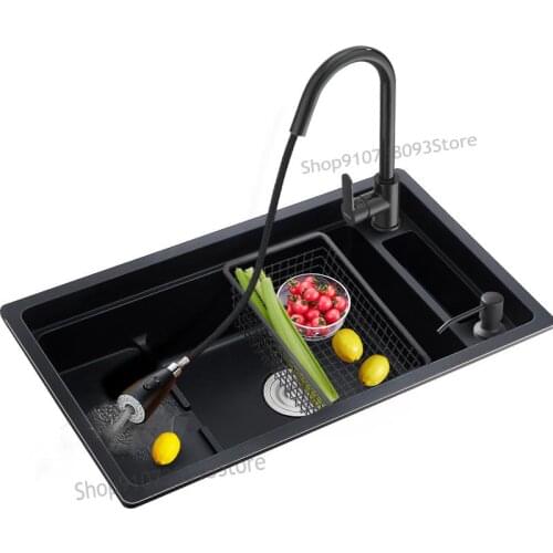 Terraced Kitchen Quartz Stone Sink Large Single Trough Granite Vegetable Basin Under The Platform Basin Sink Sink Sink For House