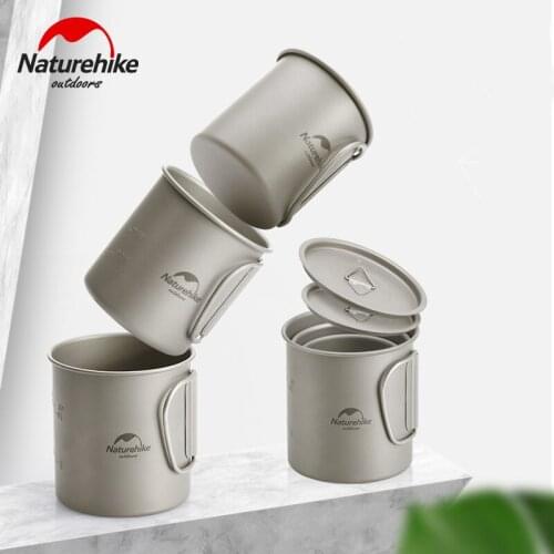 Naturehike Outdoor Titanium Cup Mugs Folding Handel Bowl Ultralight Tableware Cookware For Camping Hiking Travel Picnic
