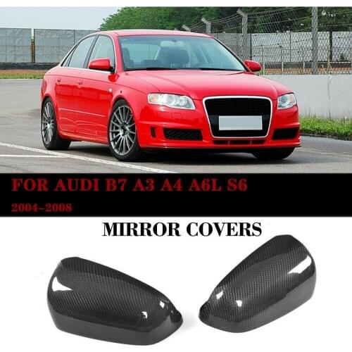 Carbon Fiber Rear Side View Caps Mirror Cover Car Accessories Fit For Audi B7 A3 A4 S6 A6L 2004-2008 Replace&Add On Style