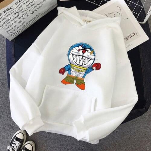 Hoodie Women 2021 Summer New Korean Women Doraemon Loose Cartoon Print Top Swearshirt Long-sleeve Shirt Fashion Bottoming