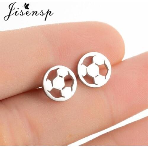 Jisensp 2021 New Fashion Football Studs Earrings for Women Stainless Steel Soccer Earrings Street Sports Jewelry Birthday Gift