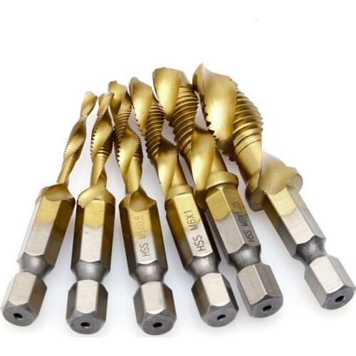 1PC Hex Shank M3-M10 Titanium Plated HSS Hand Screw Thread Metric Tap Drill Bits L4MB