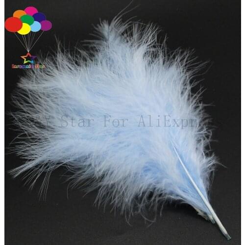 10-15CM (4-6 inches) natural 100PCS turkey hair dyed sky blue full velvet decoration DIY jewelry show costume feather