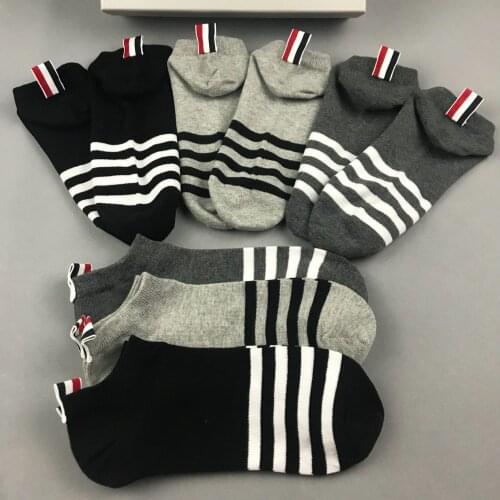 2021 Fashion TB Brand Socks Cotton Striped No Show Casual Men Women Sports Socks Ins 6 Pairs