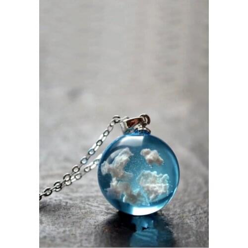 3 Size Blue Cloud Women Necklace 925 sterling silver Eg08