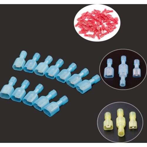 50Pcs/25Pairs Blue/Red/Yellow Spade Crimp Connectors Male&Female Nylon Fully Insulated Electrical Wire Cable Crimp Terminals Set