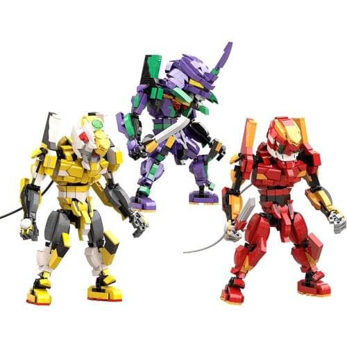 800Pcs Robot Warrior Building Blocks Toys For Children Armor Anime Figure Model 26cm Mech Action Figure Assembly Block Dolls