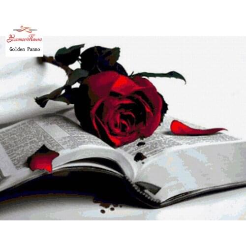 Golden panno Diamond painting photos custom "roses and books" 3D embroidery cross stitch mosaic home decoration