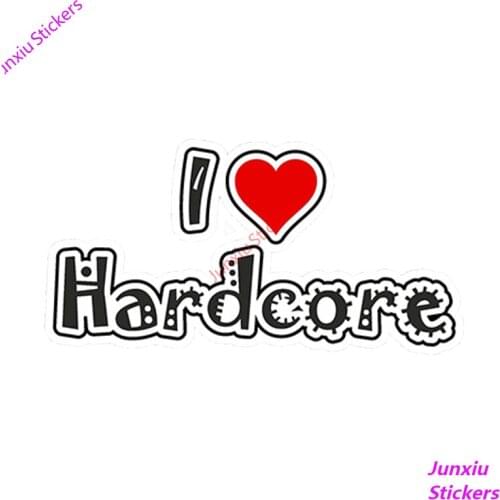 Car Sticker I Love Hardore Sticker Music Metallic Punk Techno Hip Hop for Laptop Tablet Scratch-Proof Car Accessories KK14*7cm