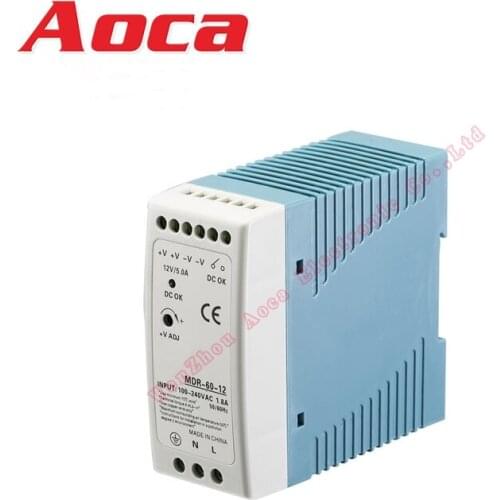 MDR-60 Single Output DIN Rail Power Supply 12V 5 Amp 60W 24V SMPS For Led Strip Light ,CCTV,3D Print
