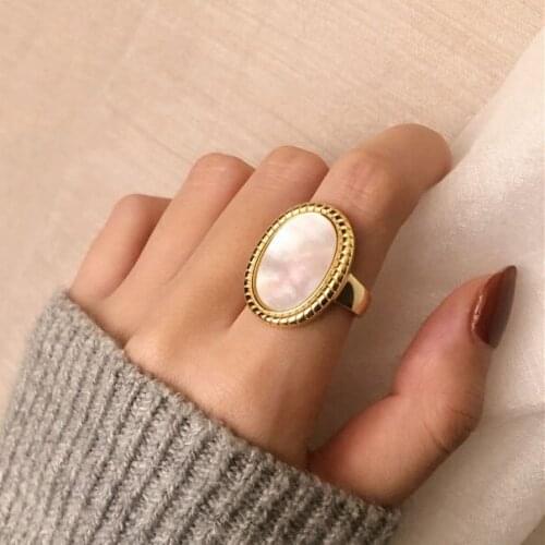 Super Large Vintage Finger Rings Women Fashion Jewelry Royal Style Oval Geometric Gold Ring For Girls Cool Charms Jewellery