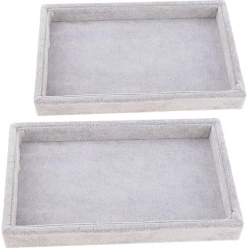 2x Necklace Bracelet Tray Case Organizer For Jewelry Display Storage - Grey