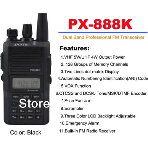 Black Color PUXING PX-888K Dual Band Professional FM Transceiver