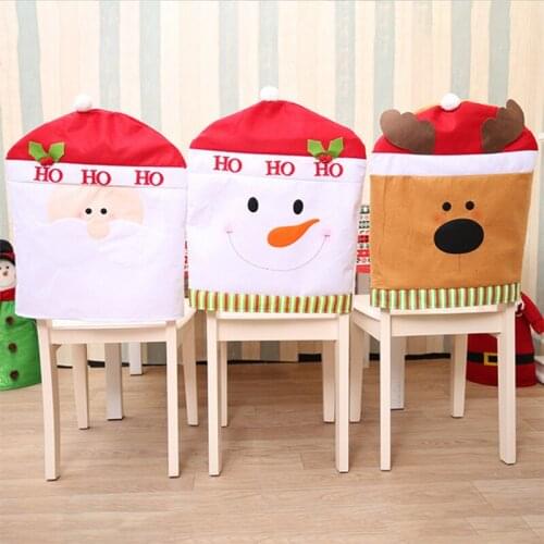 60*50cm Xmas Decoration Chair Covers Dining Seat Santa Claus Home Party Decor Cartoon Snowman Elk Party Set