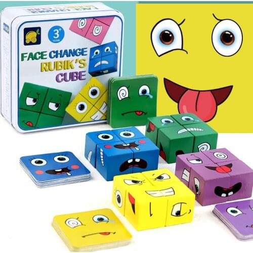 Childrens face changing cube building block logical thinking training large particle three-dimensional puzzle early education