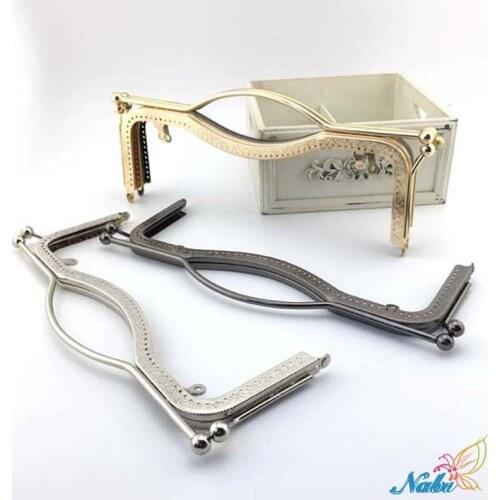 Smooth Coin Purse Frames 27cm Silver Purse Metal Frame Kiss Clasp DIY Sew Bags Clutch Accessories Sewing Handbag Handle