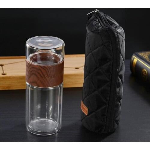 Double glazed insulated tea leaves tea water separation tea cup SN3636