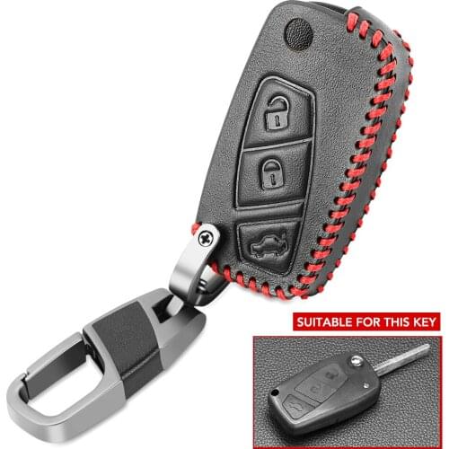 Leather Remote Car Key Fob Leather Case Cover Protector For FIAT Bravo 500 Ducato Punto Panda Stilo Doblo Grande Minibus 3BTN