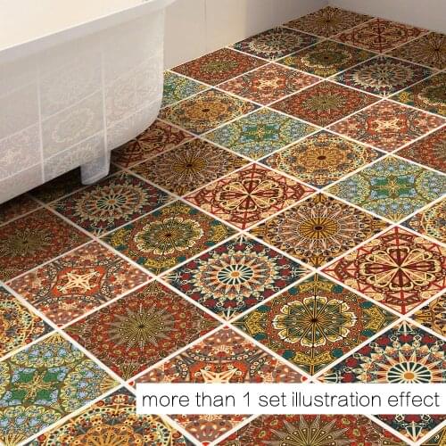Creative New Arab Style Pattern Designer Kitchen Bathroom Wall Floor Decorative Tile Stickers Anti-slip Floor Mat Home Decor
