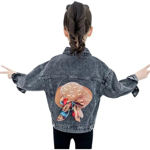 Girls Jacket Outerwear Bow Girl Denim Coats Kids Sequin Kids Jacket Spring Autumn Kids Clothing 6 8 10 12 14