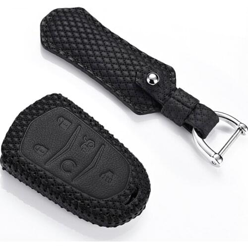 Luckeasy Leather Key Cover For Cadillac XTS ATSL SLS CTS XTS SRX CT6 2017 2018 etc High quality Remote Control case key3