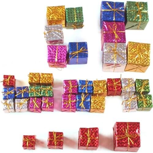 Mini Tree Ornaments Assorted Color Foil Boxes 2.5/3/4/5cm New Halloween Christmas Thanksgiving Festival Supplies Foam + Plastic