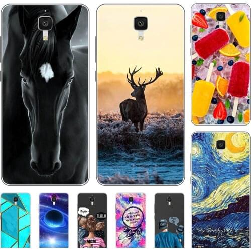 Fashion Bumper Cute Case For Xiaomi Mi4 M4 Mi 4 Mi 4W 5.0" Case Soft Silicone Cat Horse Flower Cover Back Shell
