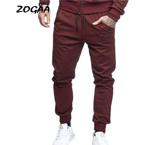 ZOGAA Pants Men New Mens Solid Slim Sports Fitness Trousers Large Size Youth Spring Autumn Smart Casual Trendy Hot Sale Male