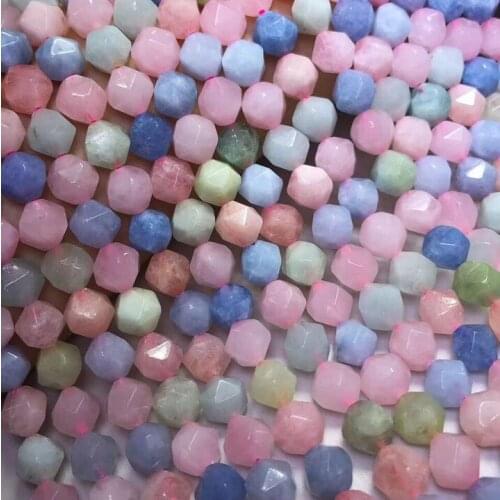 Natural faceted morganite bead hand cut colorful beryl needlework loose Beads for Jewelry Making DIY design koraliki Bracelet