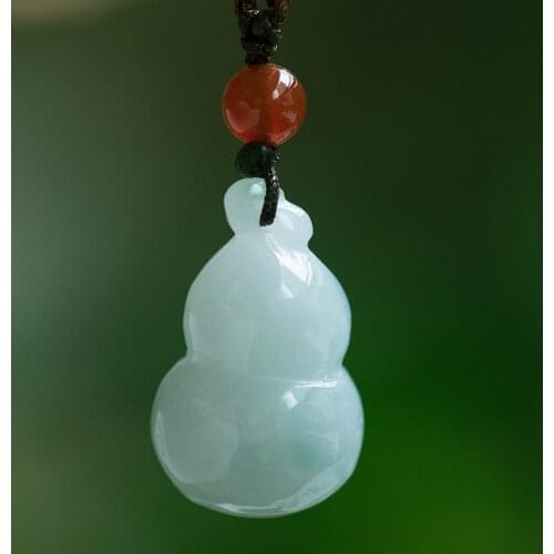 Natural Myanmar jadeite jade gourd pendant simple retro pendant temperament jewellery fashion for women men lucky