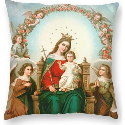 Virgin Mary Cushion Cover Two Side 3D Printing Catholic Christian Floor Pillow Case for Sofa Custom Pillowcase Home Decoration