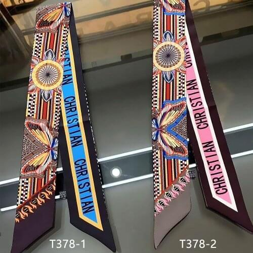 2020 Europe and the United States taro new butterfly flowers womens small scarf binding bag handle Ribbon Hair Band wholesale