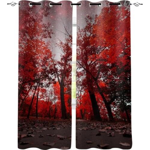Maple Red Forest Star Forest Window Curtains Living Room Kitchen Curtains Modern Home Decor Bedroom Treatment Drapes