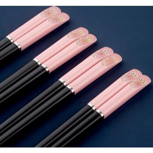 Creative pink cherry chopsticks cartoon Akita dog personality alloy chopsticks family restaurant chopsticks kitchen accessories