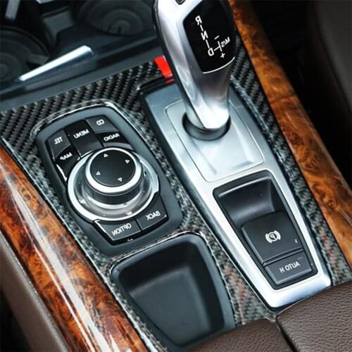 Carbon Fiber Gearshift Panel Decor Frame Cover Trim for BMW X5 E70 E71 Stylish Car Accessories Stickers High Configuration RHD