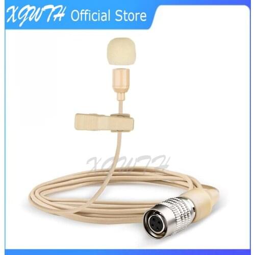 Lavalier Microphone Condenser Tie Clip-on Lapel Mic for Audio Technica Bodypack Wireless Transmitter System with Hirose 4 Pin