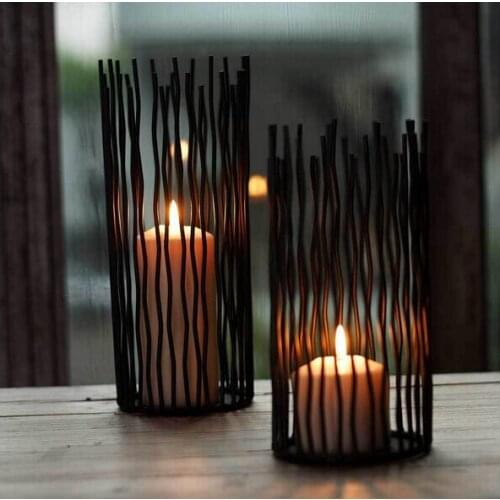 Gentel Times Bohemian Style Black Wrought Iron Metal Desk Stand Candle Holders Wedding Decor Candlestick Morocco Tealight Holder
