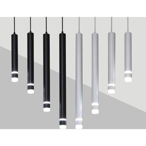 Nordic Dimmable 7W 12W Pendant Lamp Led Lamp Long Tube Kitchen Island Restaurant Lamp Cylindrical Tube Hanging Home Decoration