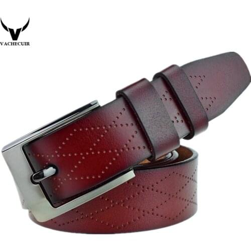 VACHECUIR Luxury Belt Leather Mens Belts cinturones hombre Pin Buckle ceinture male Business Designer Belts Men High Quality