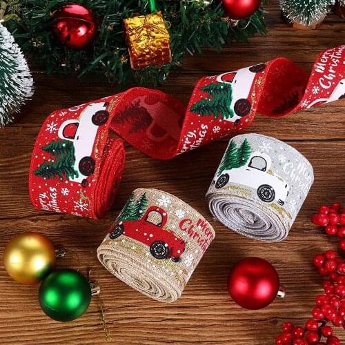 5M Christmas Ribbon Snowflake Car Lace Ribbon for Wedding Christmas Tree Decoration DIY Christmas Gift Wrapping Strip Supplies