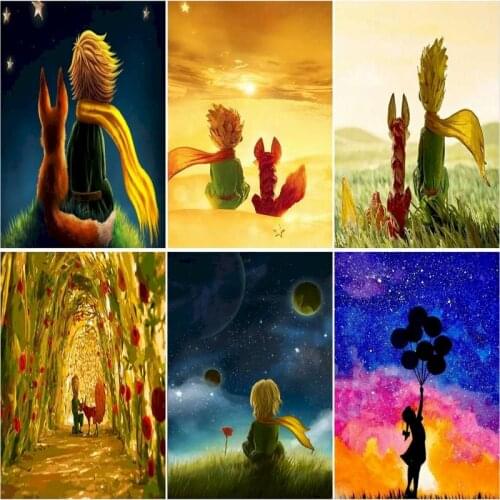 RUOPOTY 60x75cm Frame Diy Oil Digital Painting By Bumbers Kits Cartoon Little Prince Acrylic Paint By numbers For Adults Home