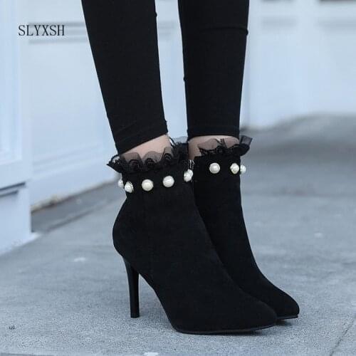 SLYXSH New 2020 Fashion Autumn Leather Boots Women Ankle Boots Casual Buckle Lace Up Zip High Heels Boots