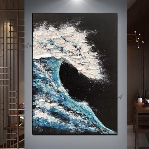 Modern Color Is Dark Abstract 100% Handpainted Painting Of Waves And Ripples On Canvas New Arrival Home Decoration No Framed