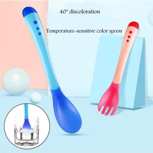 Temperature tableware baby spoon fork set appliance safety tableware baby feeding spoon feeding tableware safety spoon