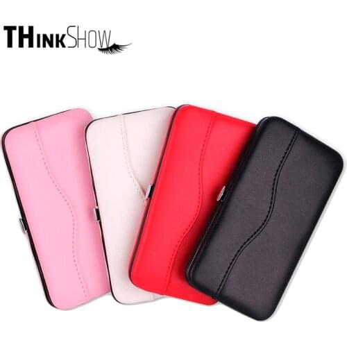 THINKSHOW Eyelashes Tweezers Tools Bag Cosmetic Tool Storage Box For Tweezers Kit Leather Bag for Volume Eye Lash Makeup Tool