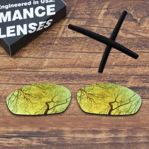 ToughAsNails Gold Mirrored Polarized Replacement Lens and Black Earsocks for Oakley Whisker